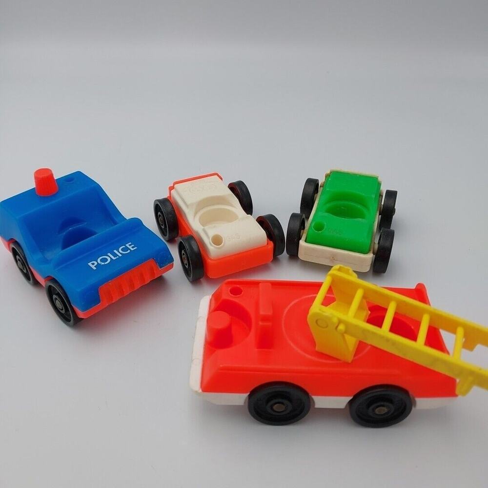 Fisher Price Little People Vehicles Police Car - Fire Truck - Red‎ And Green Car